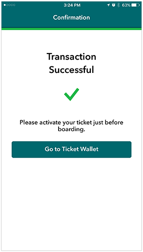 Metrolink App Confirmation Screen